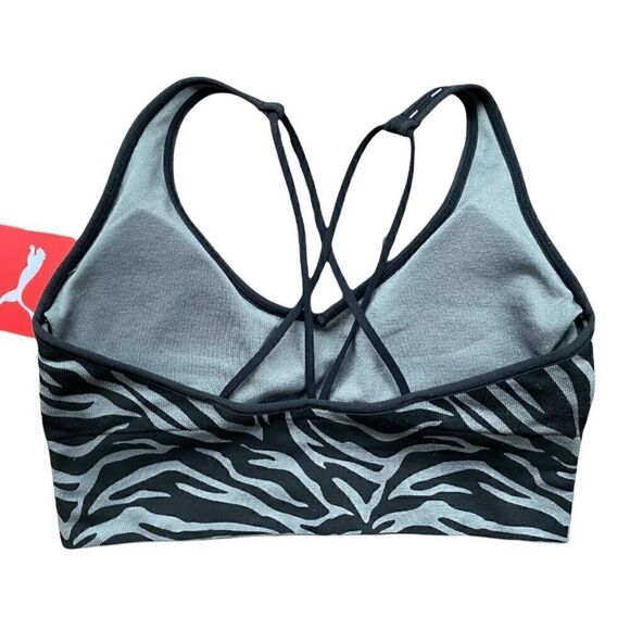 PUMA Gray and Black Zebra Cross-back Sports Bra - Picture 8 of 12